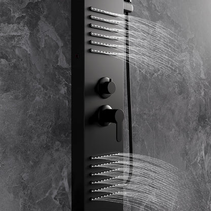 LED Shower Panel Bathroom Tower with 2 Jets Black H121cm