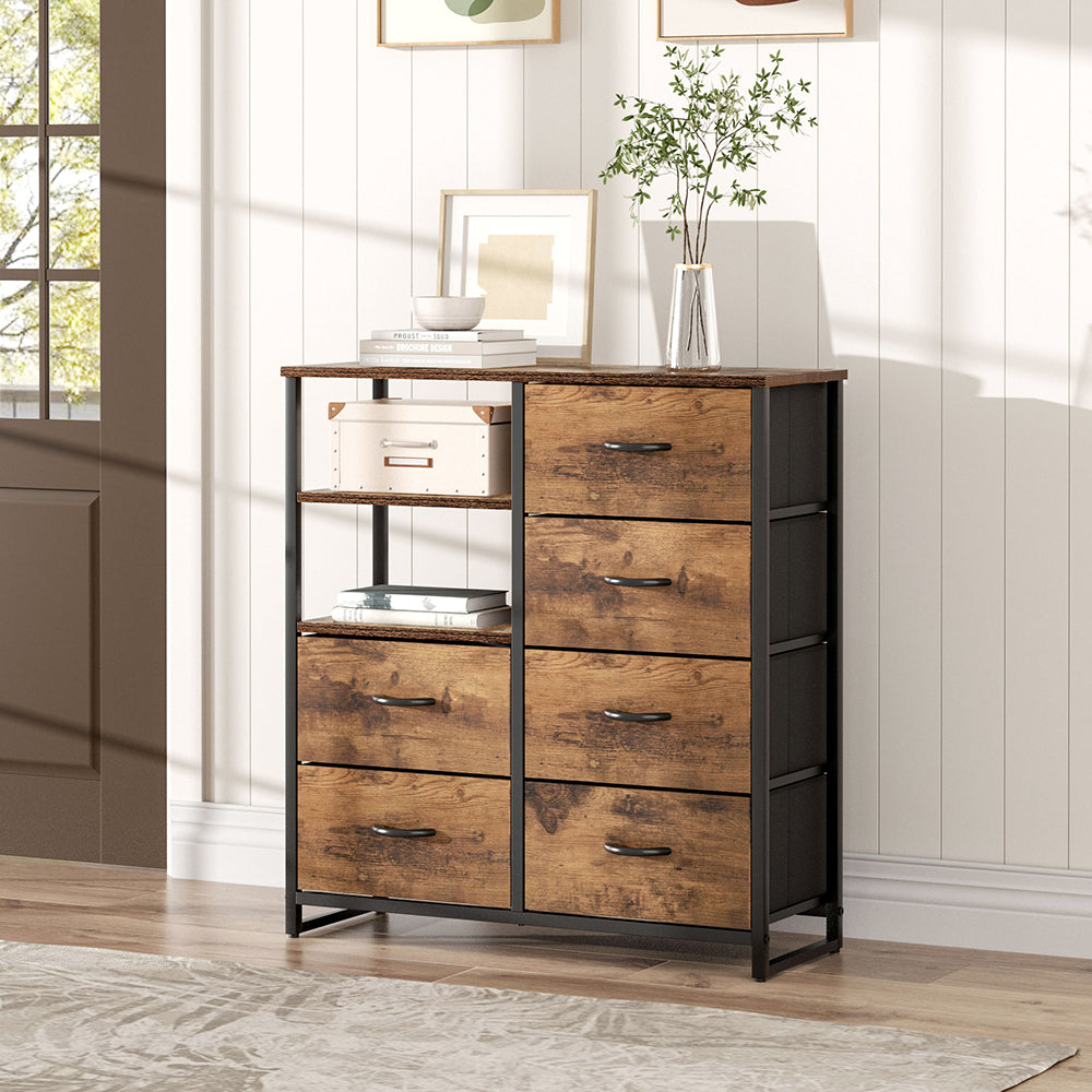 Six-drawer wooden storage cabinet in the medieval style