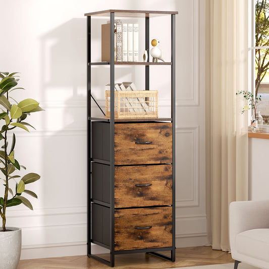 Three-drawer wooden storage cabinet in the medieval style