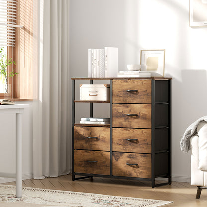 Six-drawer wooden storage cabinet in the medieval style