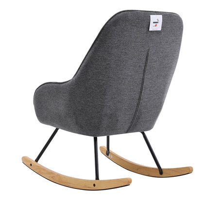 Grey Linen Upholstered Rocking Chair