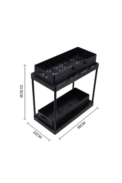 Black 2 Tier Under Sink Pull Out Storage Organizer