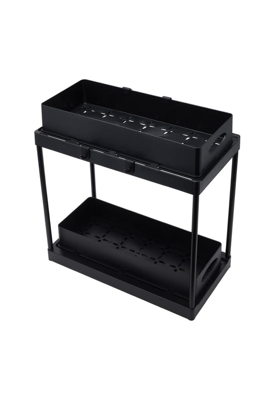 Black 2 Tier Under Sink Pull Out Storage Organizer