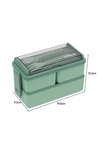 Dual-Layer Plastic Bento Lunch Box