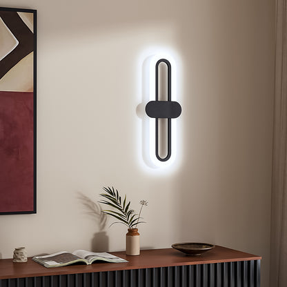 L40cm Black Oval LED Wall Sconce Cool White Light