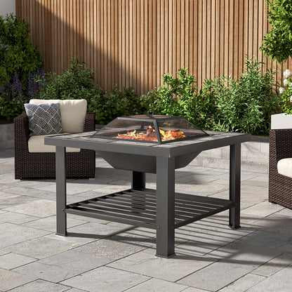 76cm Outdoor Square Wood Burning Fire Pit