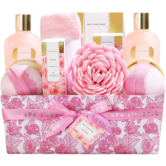 12pcs Rose Bath Gift Set with Bubble Bath Body Lotion Hand Cream