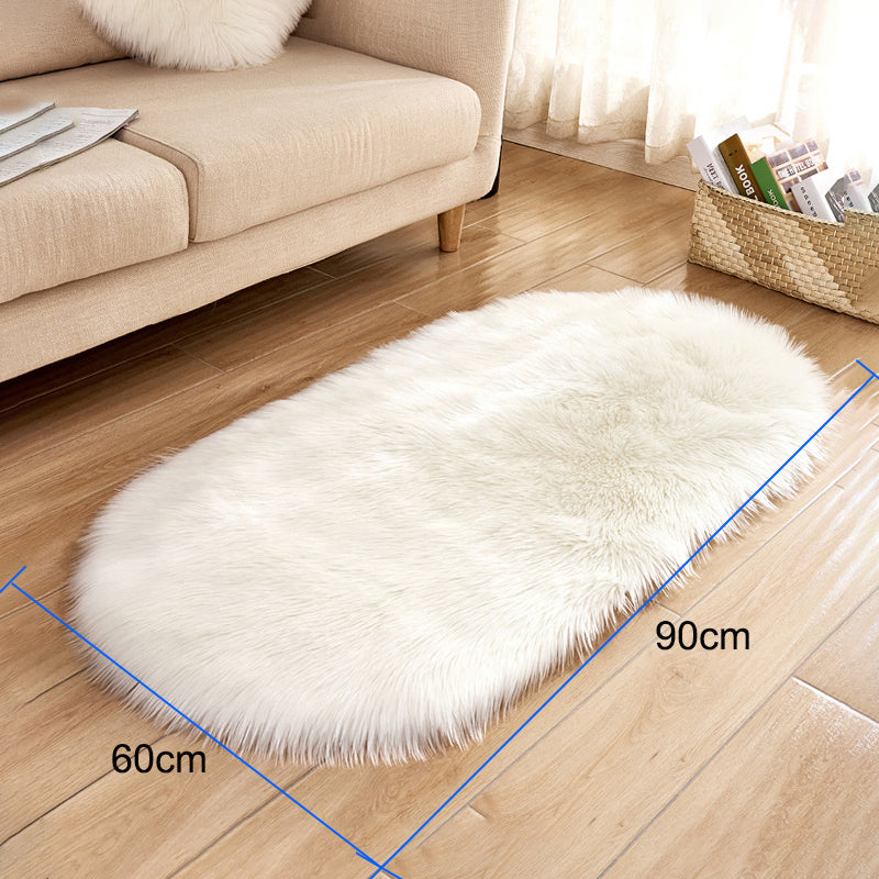 120/90cm L Oval Super Soft Shaggy Area Rug White