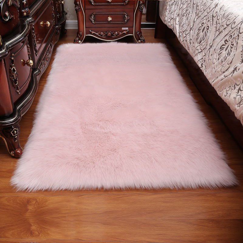 Retangular Super Soft Shaggy Area Rug Pink