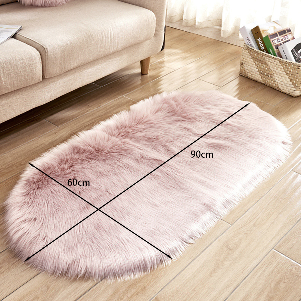 Oval Super Soft Shaggy Area Rug Pink