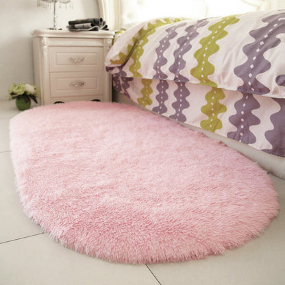 Oval Super Soft Shaggy Area Rug Pink