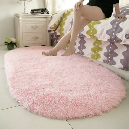 Oval Super Soft Shaggy Area Rug Pink