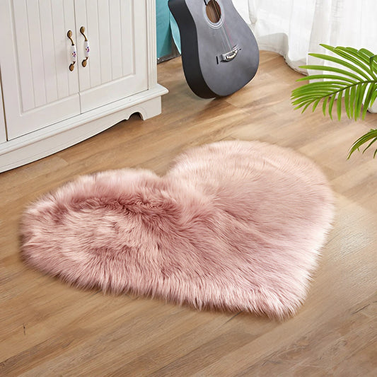 Heart Shaped Super Soft Shaggy Area Rug White/Grey/Pink