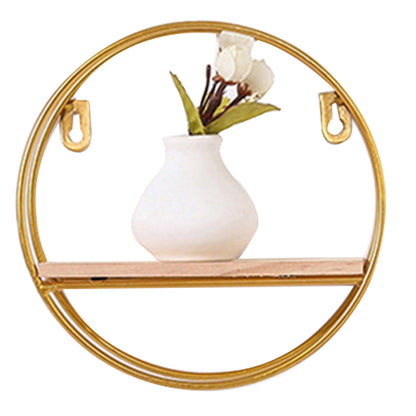 Bathroom Wall Shelf Gold Round Framed Storage Shelf