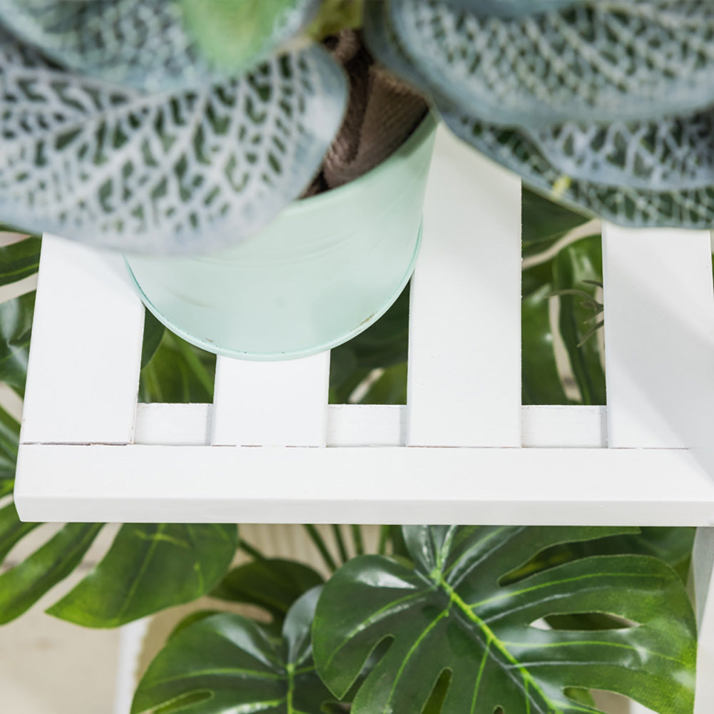 White 6 Tier Wood Flower Pots Holder Rack