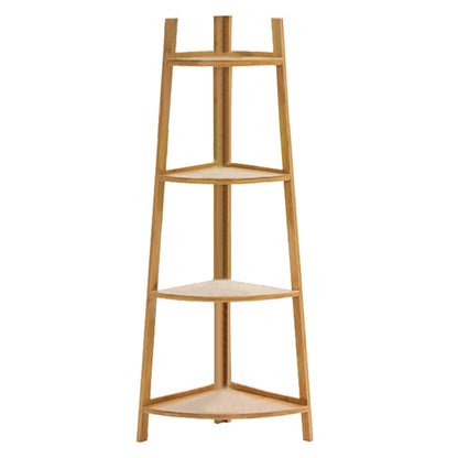 Brown 4 Tier Ladder Corner Bamboo Wood Flower Plant Stand