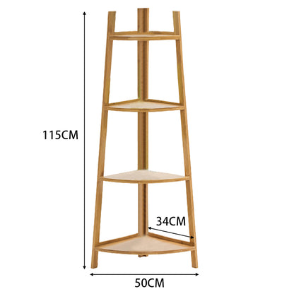 Brown 4 Tier Ladder Corner Bamboo Wood Flower Plant Stand