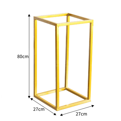 80cm/100cm Golden Metal Rectangular Flower Stand Pedestal