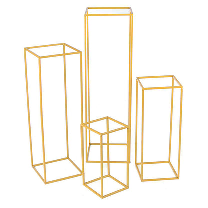 80cm/100cm Golden Metal Rectangular Flower Stand Pedestal