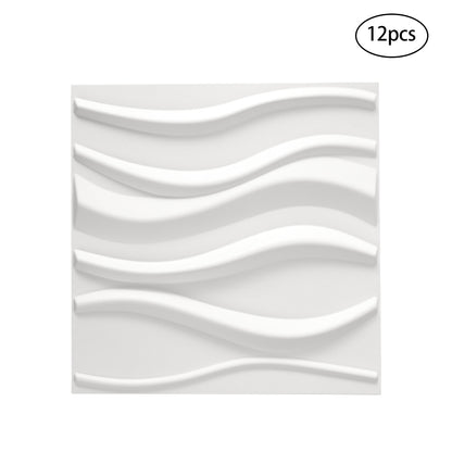 12 Pack PVC 3D Wave Wall Panels Decorative Tiles