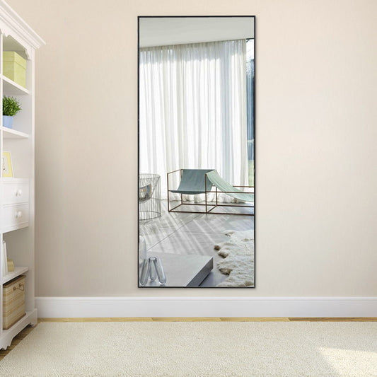 120cm Black Modern Slim Frame Length Wall Mirror