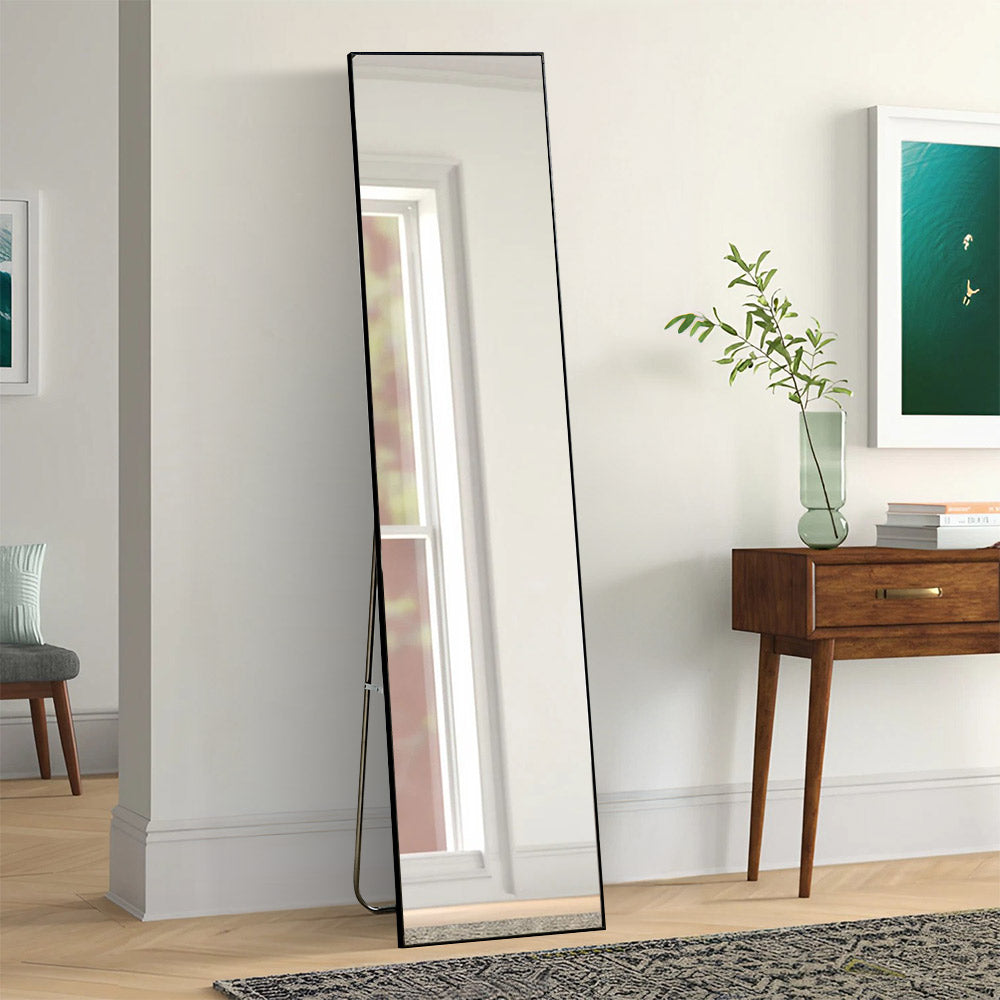 150cm Black Slim Frame Freestanding Wall Mounted Mirror