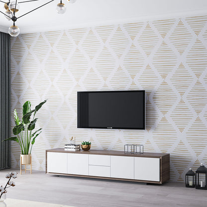 Modern Geometric Diamond Wallpaper Yellow and White