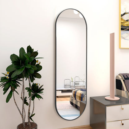 Modern Oval Metal Full Length Wall Mirror Black