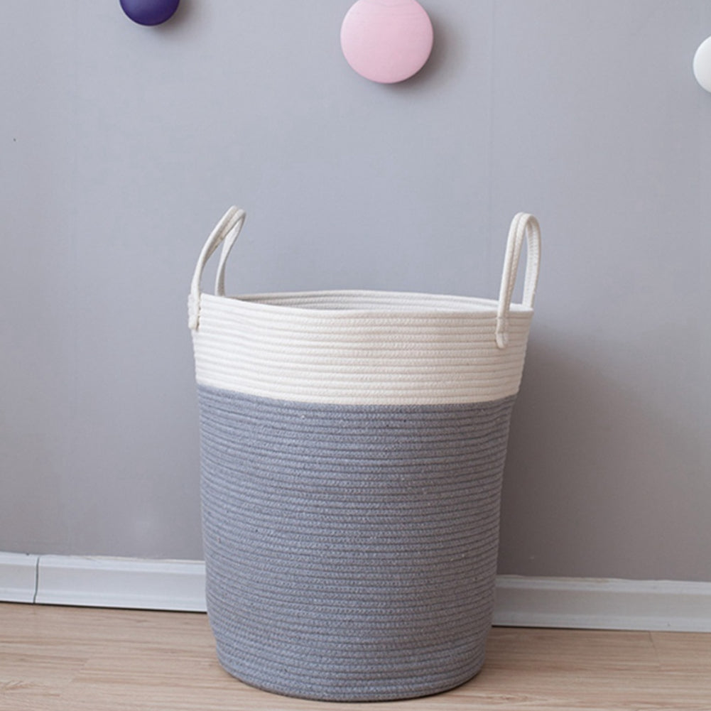 Woven Laundry Basket Kids Toy Storage Clothes Hamper with Pom