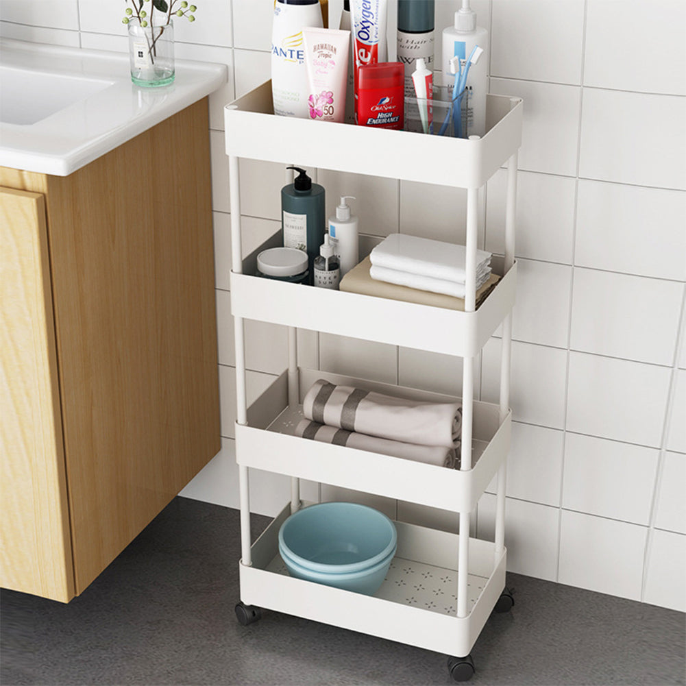 Tiered Bathroom Trolley Cart ABS Narrow Storage Shelf