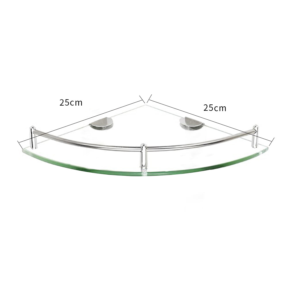 1 Tier Bathroom Glass Corner Shelf Wall Mounted