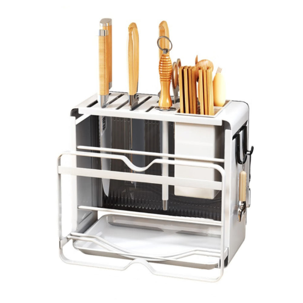 Acrylic Cutting Board Knife Block Storage Rack with Drainboard