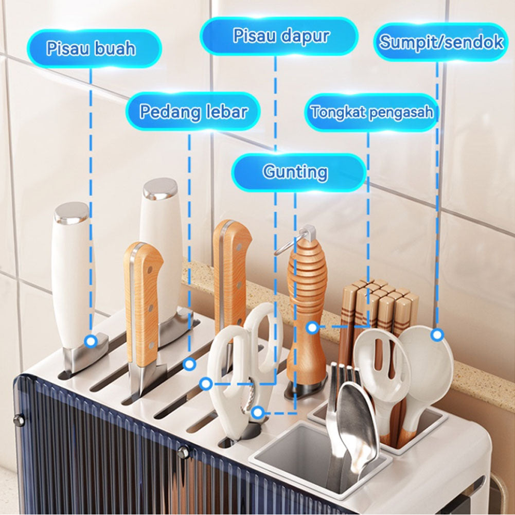 Acrylic Cutting Board Knife Block Storage Rack with Drainboard