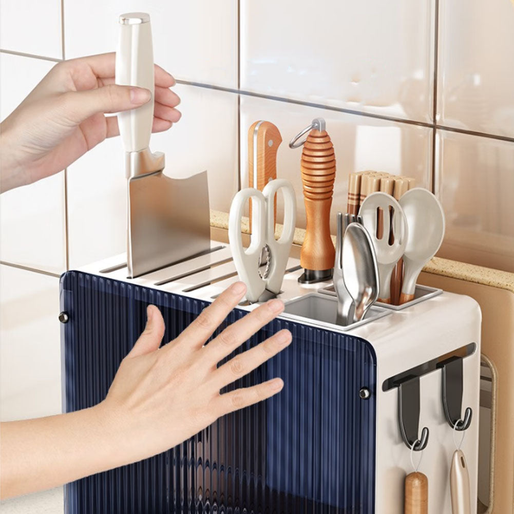 Acrylic Cutting Board Knife Block Storage Rack with Drainboard