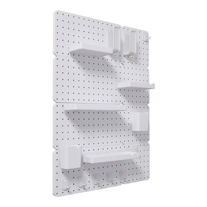 White Pegboard Wall Bathroom Storage Rack