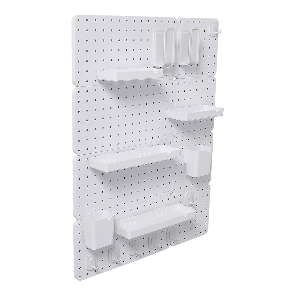 White Pegboard Wall Bathroom Storage Rack