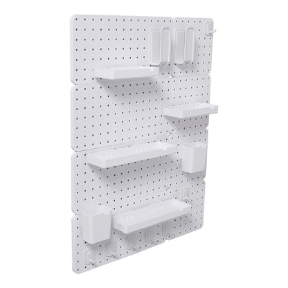 White Pegboard Wall Bathroom Storage Rack