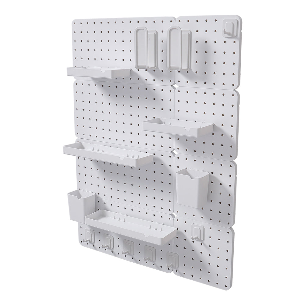 White Pegboard Wall Bathroom Storage Rack