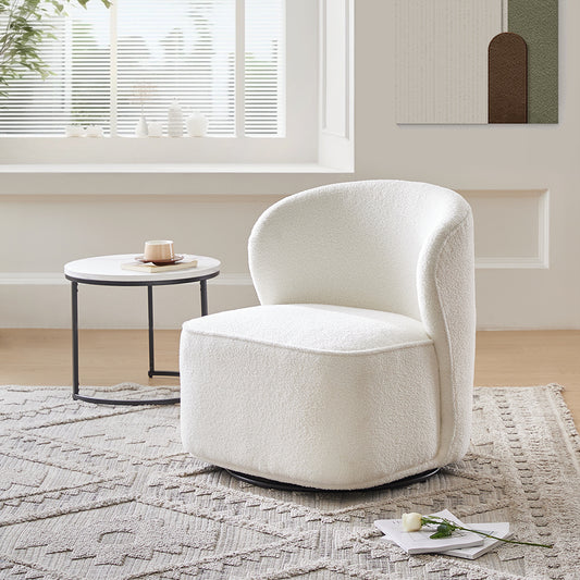 White Chic Upholstered Swivel Chair 66cm W