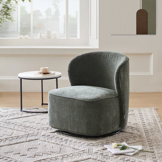 Dark Green 66cm W Chic Upholstered Swivel Chair