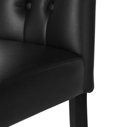 Two black PU leather dining chairs with buttons