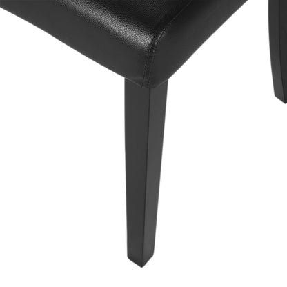 Two black PU leather dining chairs with buttons