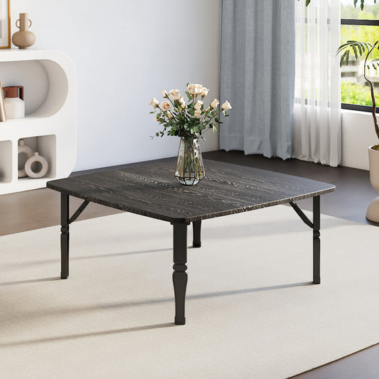 Square 80cm Folding Coffee Table in Brown/Black