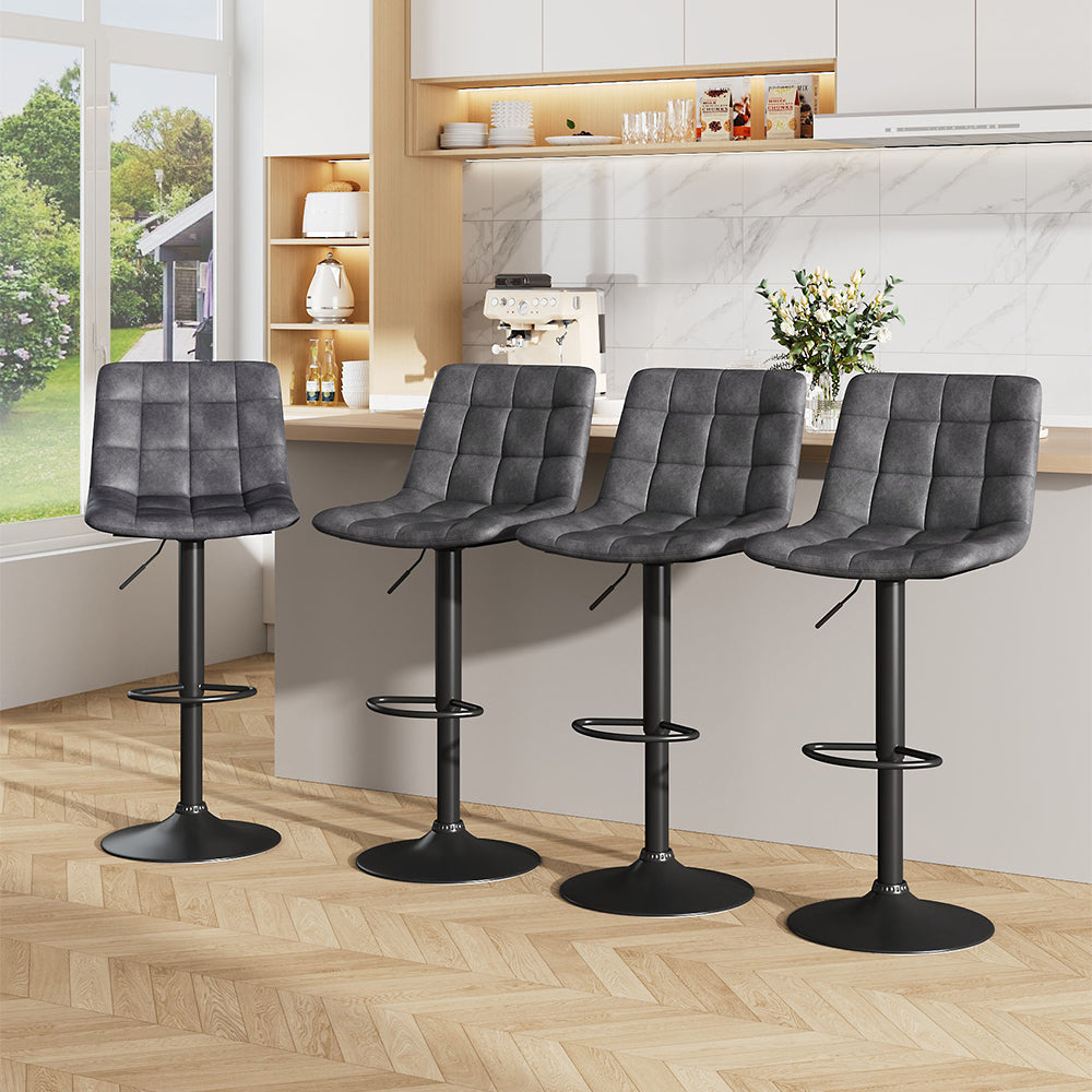 Two Pieces of Upholstered Swivel Bar Stools for Gas Lifts