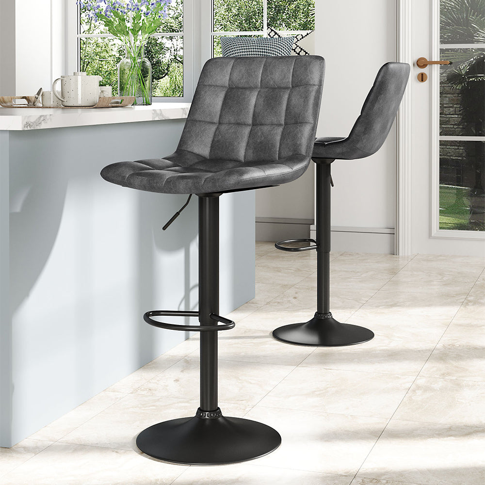 Two Pieces of Upholstered Swivel Bar Stools for Gas Lifts