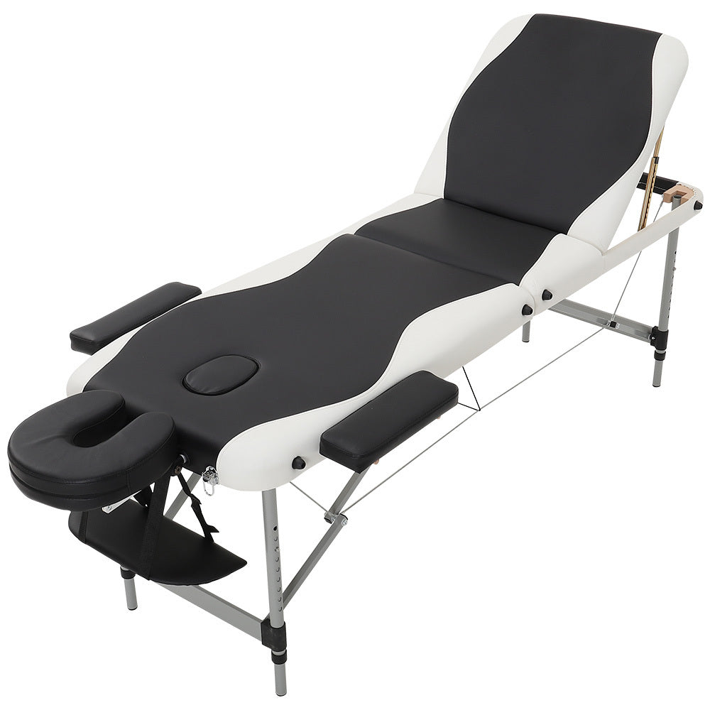 Black Leather Upholstered Adjustable Massage Bed