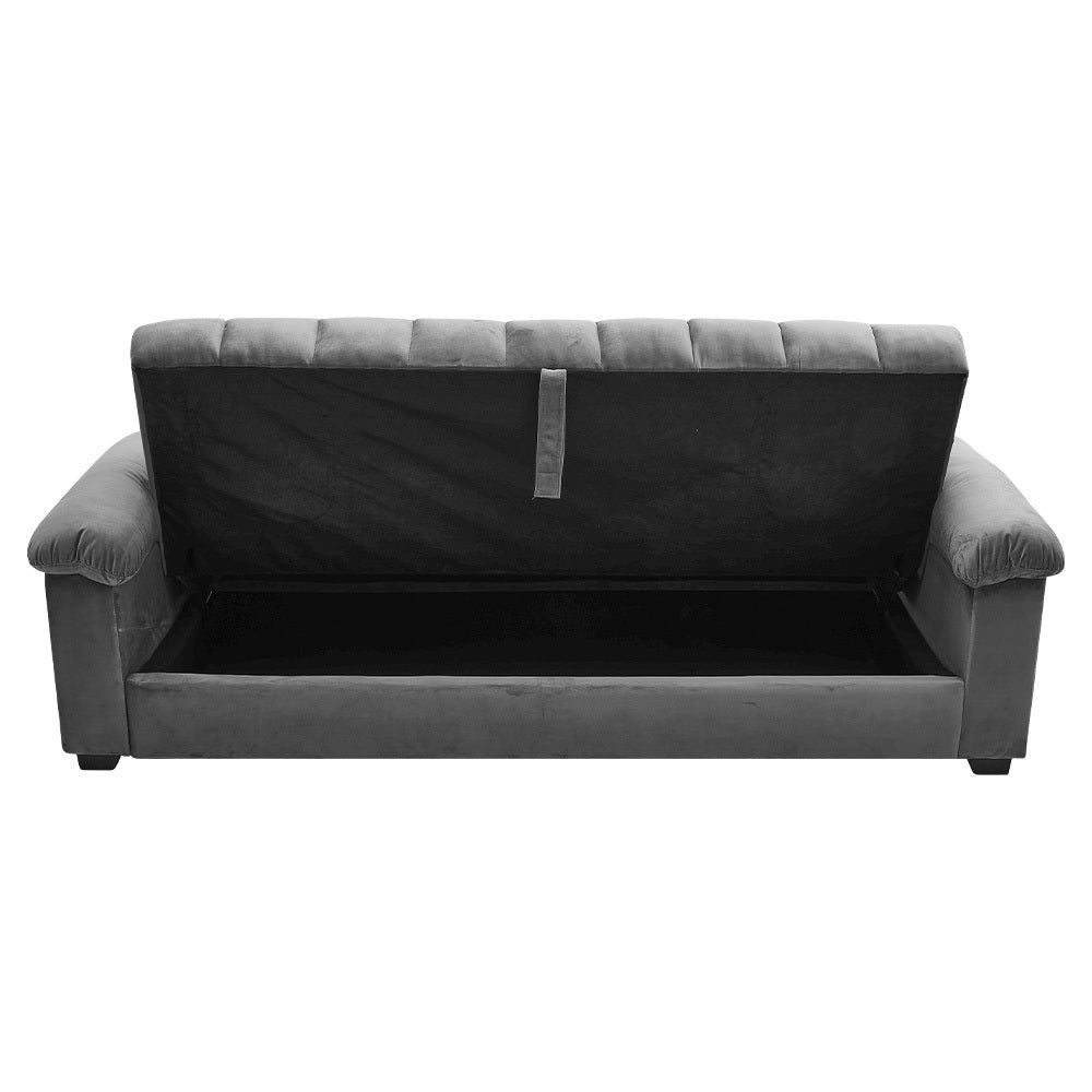 Grey Comfort Sleeper Sofa Bed With 2 Pillows