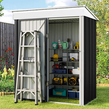 Charcoal Black 3x5ft Storage Shed with Shelves