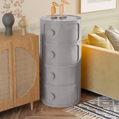 Grey 76cm Round 4 tiered Drawer Storage Unit Organizer