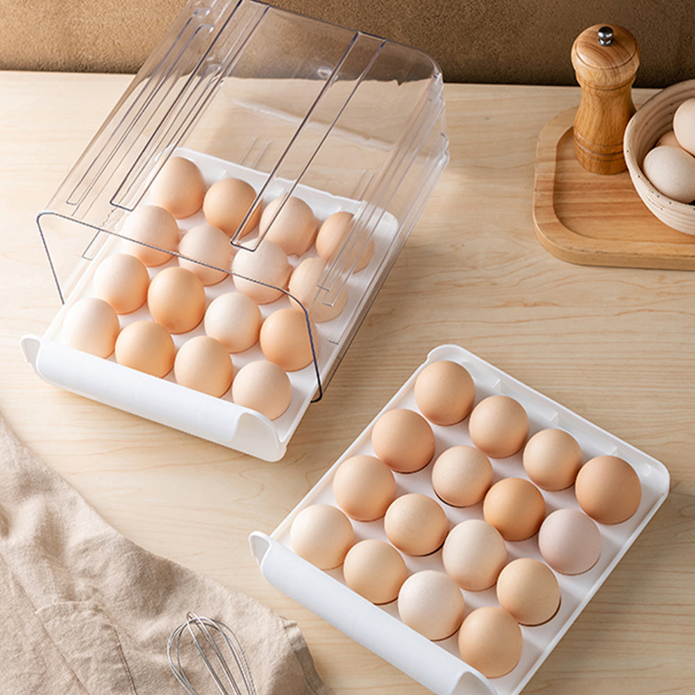 Double layer Transparent Egg Storage Drawer Box